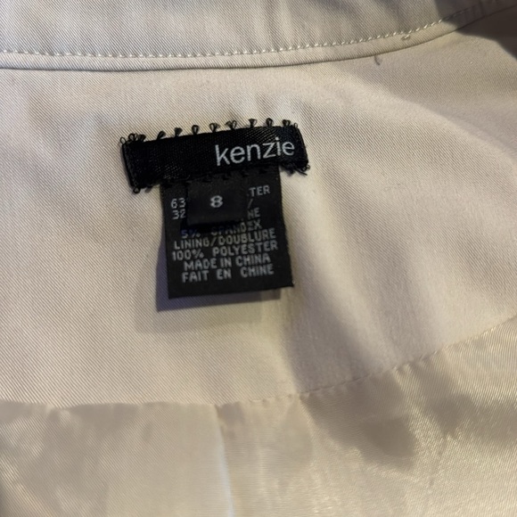 kenzie putty tiny box pleat edging hidden hook front long lined jacket. Size 8 - Picture 6 of 7